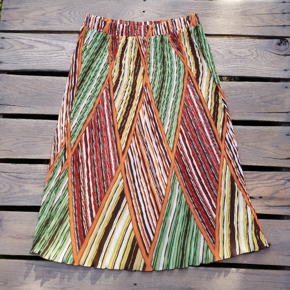 AVA JAMES Multicolor Striped Diamind Pattern Skirt